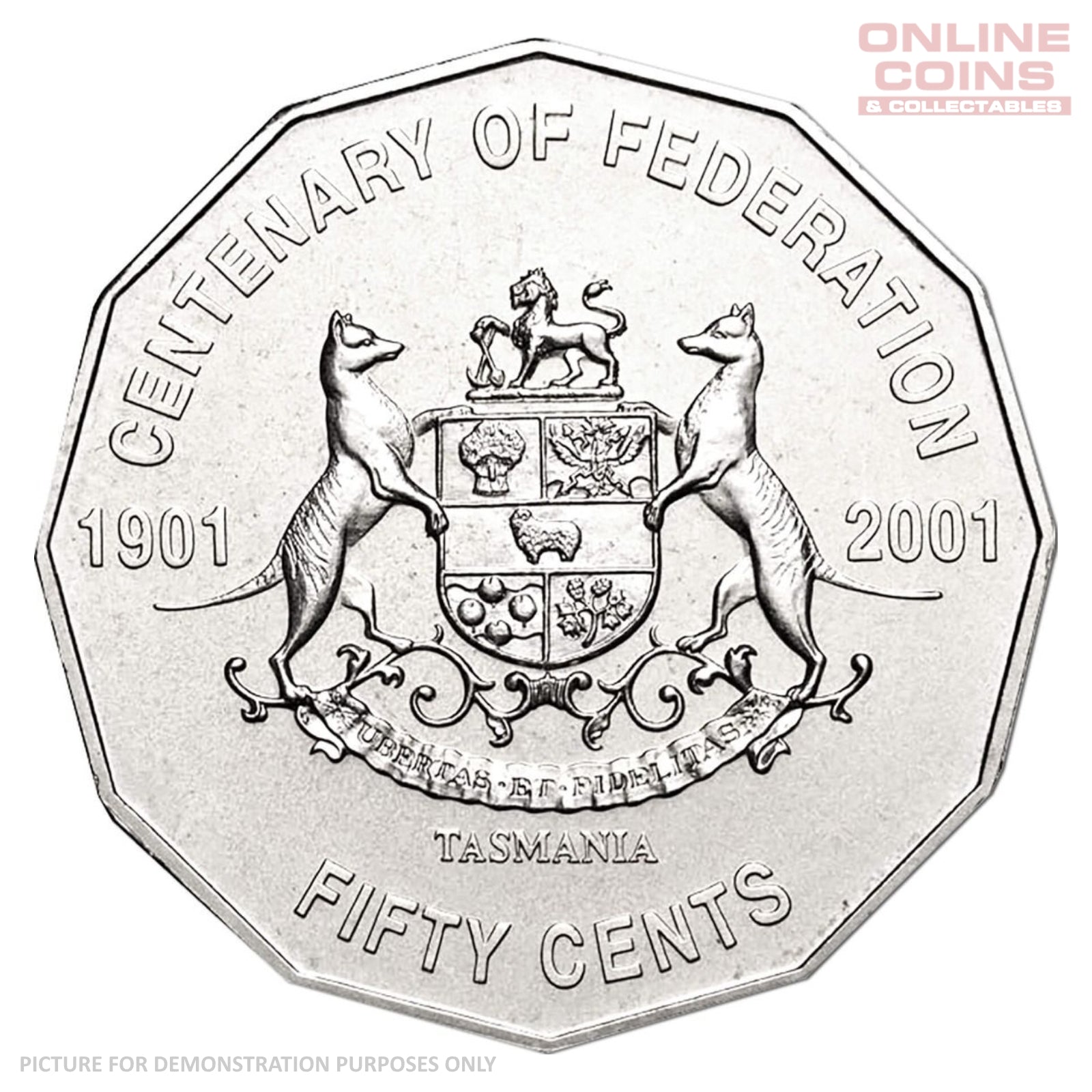 2001 RAM Centenary of Federation 50c Circulating Coin - Tasmania